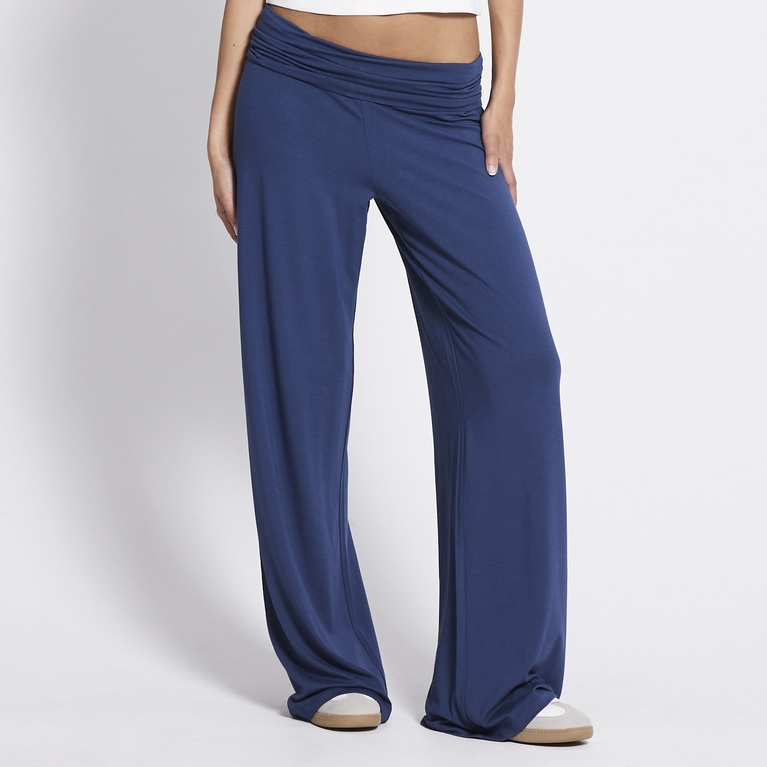 Foldable wide pants "Eleni" Washed navy